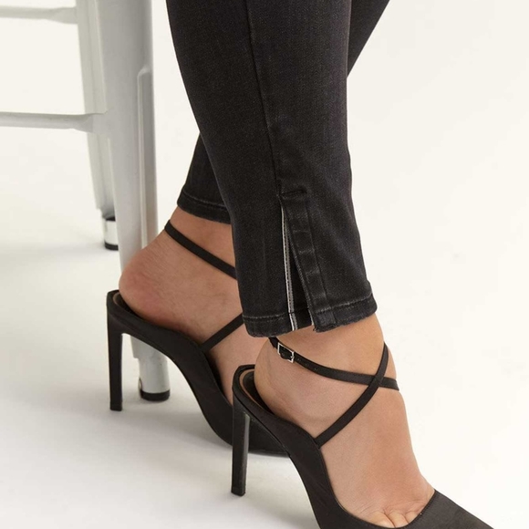 Plus size 14 curvy skinny jeans faded black with side slit - Picture 7 of 11